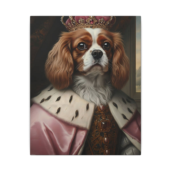 Cavalier King Charles Spaniel Kings & Queens Royal Portrait Canvas Wall Art, Regal Dog Painting, Stretched Canvas