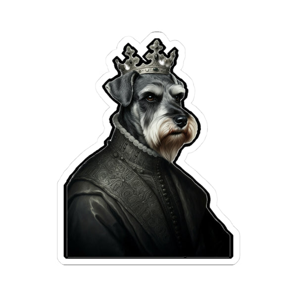 Miniature Schnauzer Kings & Queens Royal Portrait Sticker, Dog Portrait Vinyl Decal, Kiss-Cut Sticker, Miniature Schnauzer Lover Gift