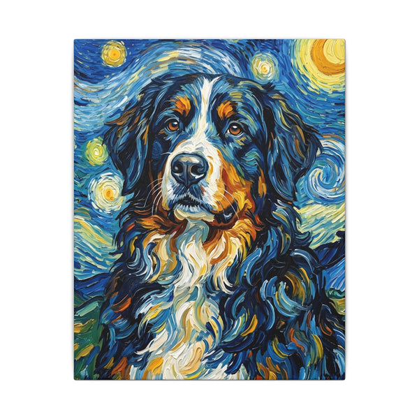 Bernese Mountain Dog Post-Impressionist Oil Painting Canvas Art | Berner Dog Gift | Pet Loss Memorial Wall Art Decor