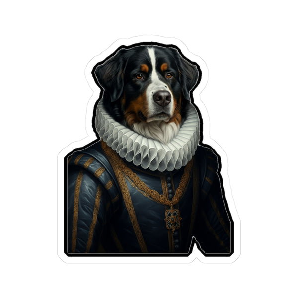 Bernese Mountain Dog Renaissance Royal Portrait Sticker, Dog Portrait Vinyl Decal, Kiss-Cut Sticker, Bernese Mountain Dog Lover Gift