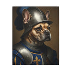French Bulldog Medieval Knight Portrait Canvas Wall Art, Regal Dog Painting, French Bulldog Lover Gift, Stretched Canvas