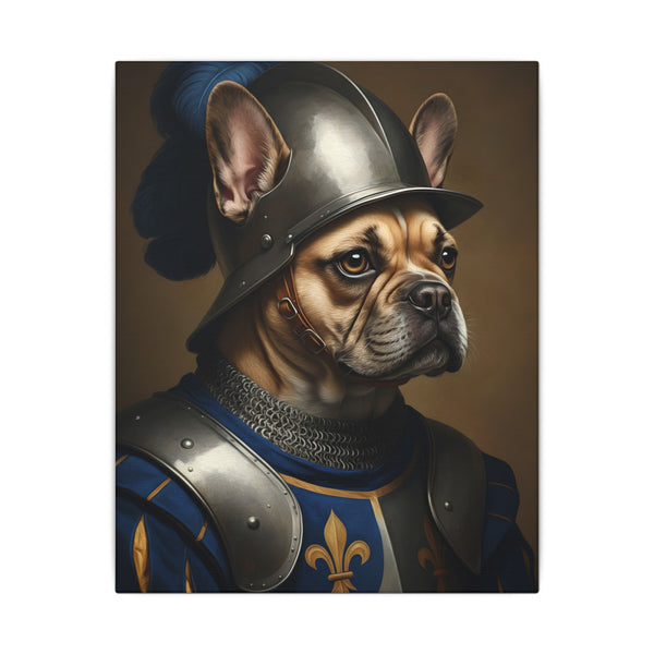 French Bulldog Medieval Knight Portrait Canvas Wall Art, Regal Dog Painting, French Bulldog Lover Gift, Stretched Canvas