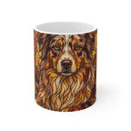 Australian Shepherd Low Poly Warm Jewel Ceramic Mug 11oz | Dog Lover Gift