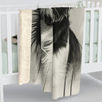 Cavalier King Charles Spaniel Charcoal Portrait Sherpa Fleece Blanket | Dog Lover Gift — detail view