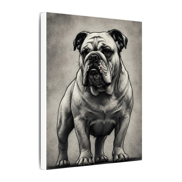 English Bulldog Charcoal Portrait, Bulldog Wall Art, Dog Lover Gift, Pet Art Canvas Print