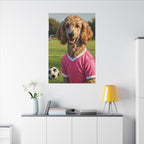 Poodle Oil Painting Soccer Portrait Wall Art, Poodle Mom Gift, Dog Lover Decor, Stretched Canvas Print