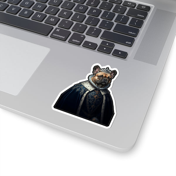 French Bulldog Kings & Queens Royal Portrait Sticker, Dog Portrait Vinyl Decal, Kiss-Cut Sticker, French Bulldog Lover Gift — Lifestyle View