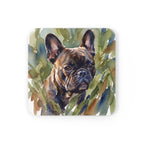 French Bulldog Watercolor Drink Coaster by Tritan — angled detail view