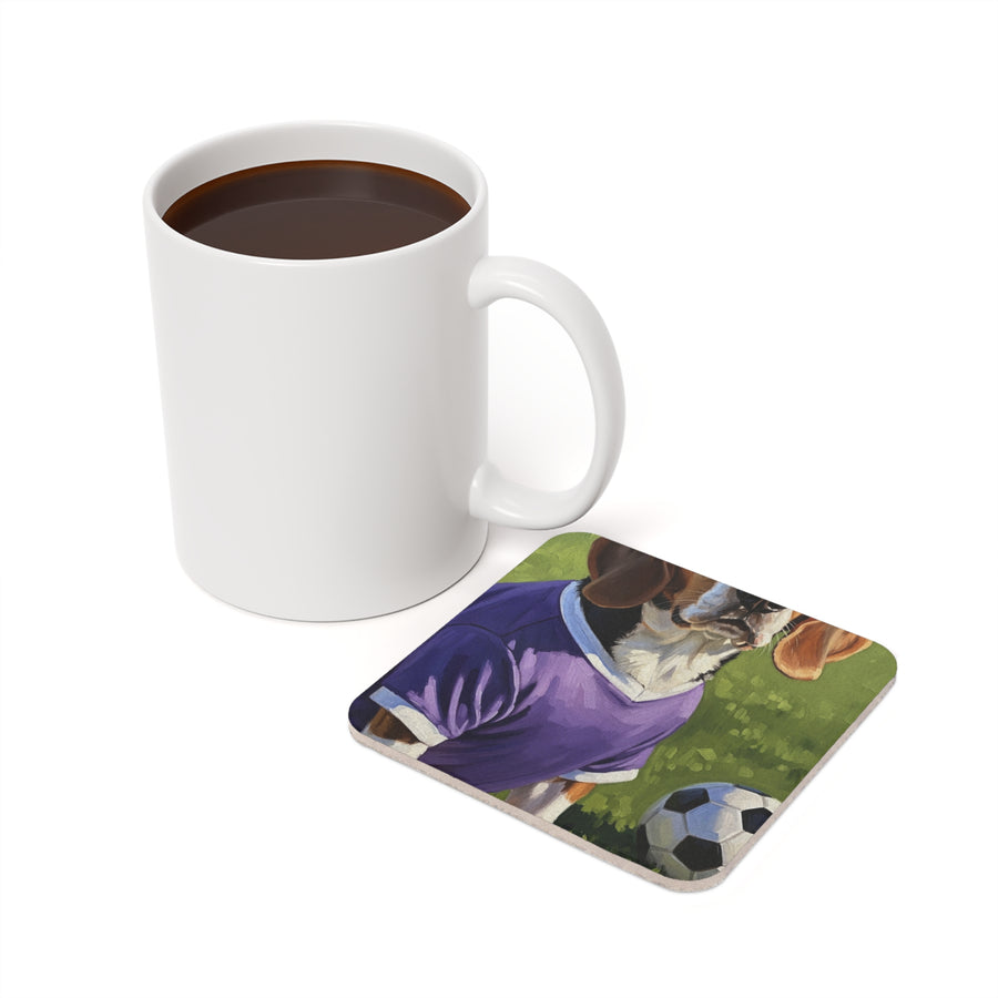 Beagle Coaster | Oil Painting Soccer Portrait Dog Art | Pet Lover Gift & Home Decor