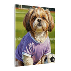 Shih Tzu Oil Painting Soccer Portrait Canvas Wall Art | Dog Lover Gift | Pet Decor | Sports Fan Art