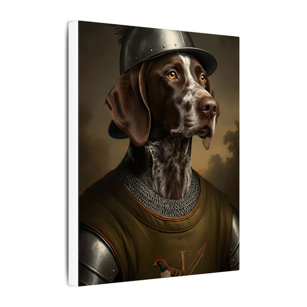 German Shorthaired Pointer Medieval Knight Portrait Canvas Wall Art, Regal Dog Painting, Stretched Canvas