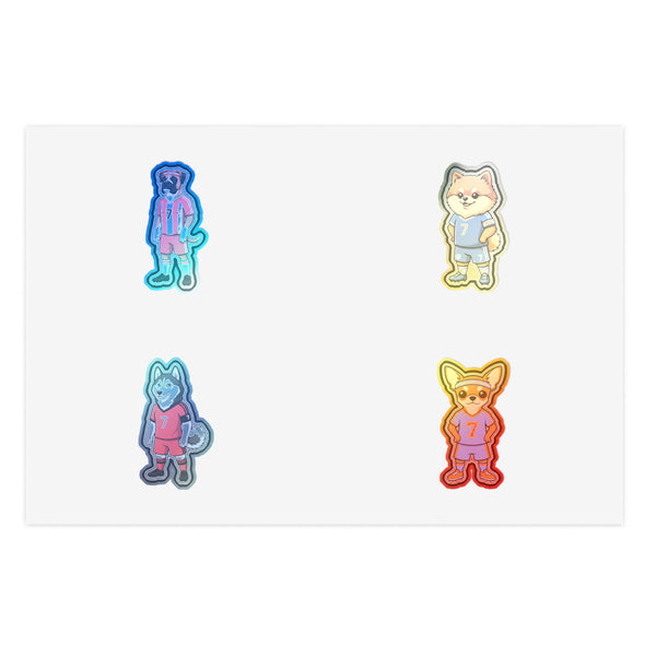 All-Star Hounds Holographic Sticker Sheet | 4 Soccer Dog Stickers | Tritan