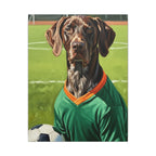 German Shorthaired Pointer Oil Painting Soccer Portrait Wall Art, GSP Dog Lover Gift, Canine Decor, Fetching Football Fan Canvas