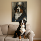 Bernese Mountain Dog Medieval Knight Portrait Canvas Wall Art, Regal Dog Painting, Bernese Mountain Dog Lover Gift, Stretched Canvas