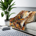Golden Retriever Watercolor Autumn Path Throw Blanket | Premium Dog Art | Tritan