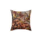 Dachshund Acrylic Painting Pillow, Autumn Woods Dog Art Decor, Wiener Dog Gift for Home — view 8