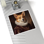Corgi Renaissance Royal Portrait Sticker, Dog Portrait Vinyl Decal, Kiss-Cut Sticker, Corgi Lover Gift