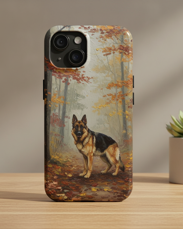 Acrylic German Shepherd - Autumn Woods | Tough Phone Case