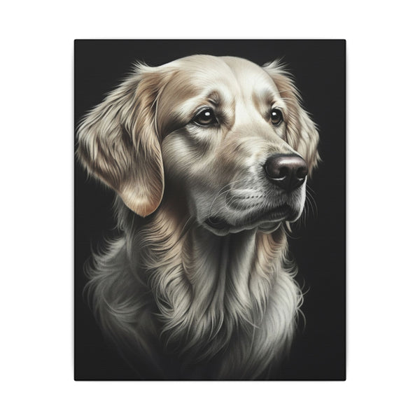 Golden Retriever Charcoal Portrait Canvas Wall Art | Dog Lover Gift | Pet Print Home Decor | Black & White Animal Art | Stretched Canvas