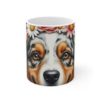 Australian Shepherd Watercolor Floral Crown Coffee Mug | Premium Dog Prints | Tritan — primary view