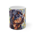 Rottweiler Watercolor Ceramic Coffee Mug 11oz, Soft Dog Painting, Rottweiler Lover Gift