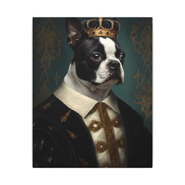 Boston Terrier Kings & Queens Royal Portrait Canvas Wall Art, Regal Dog Painting, Boston Terrier Lover Gift, Stretched Canvas