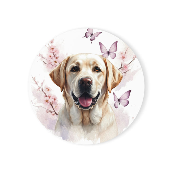 Labrador Retriever Watercolor Butterfly Bloom Drink Coaster | Premium Dog Prints | Tritan