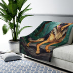 German Shepherd Low Poly Forest Sherpa Fleece Blanket | Dog Lover Gift