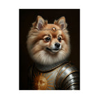 Pomeranian Medieval Knight Portrait Matte Poster, Regal Dog Art Print, Pomeranian Lover Gift, Wall Art