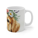 Golden Retriever Watercolor Floral Crown Ceramic Mug 11oz | Dog Lover Gift