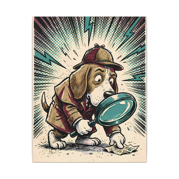 Beagle Comic Pop Art Canvas - Energetic Retro Dog Print with Halftone Shading and Bold Outlines