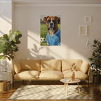 Boxer Dog Oil Painting Soccer Portrait Canvas Wall Art Decor Gift for Dog Lover