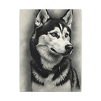 Siberian Husky Wall Art, Charcoal Dog Portrait Canvas Print, Pet Lover Gift, Husky Mom Dad Decor, Dog Art Print, Ready to Hang