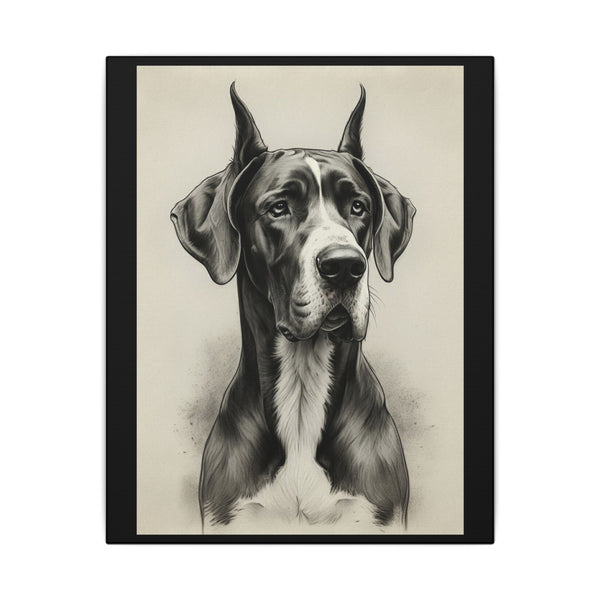 Great Dane Charcoal Portrait Canvas Print | Dog Wall Art | Pet Lover Gift | Home Decor