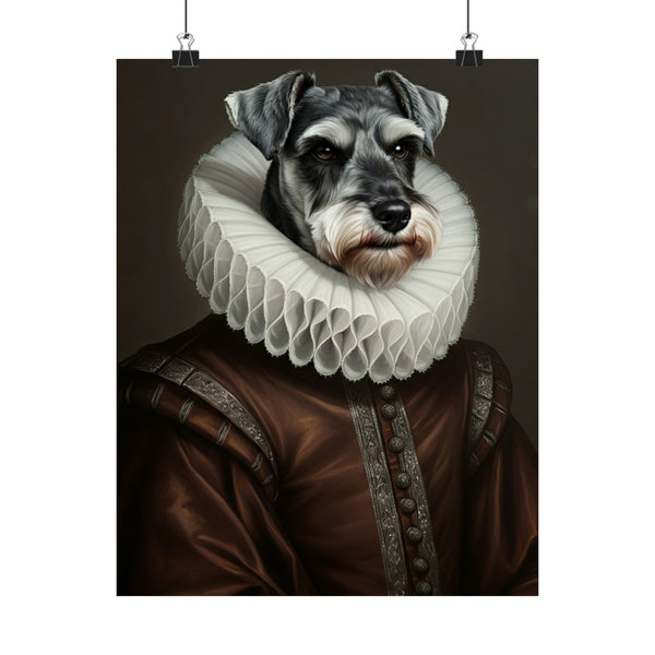 Miniature Schnauzer Renaissance Royal Portrait Matte Poster, Regal Dog Art Print, Miniature Schnauzer Lover Gift, Wall Art