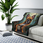 French Bulldog Low Poly Forest Sherpa Fleece Blanket | Dog Lover Gift