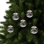Pack of 5 Siberian Husky memorial ornaments on a Christmas tree