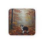 Acrylic Border Collie - Autumn Woods | Cork Back Coaster