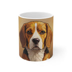 Beagle Low Poly Monochrome Gold Ceramic Mug 11oz | Dog Lover Gift