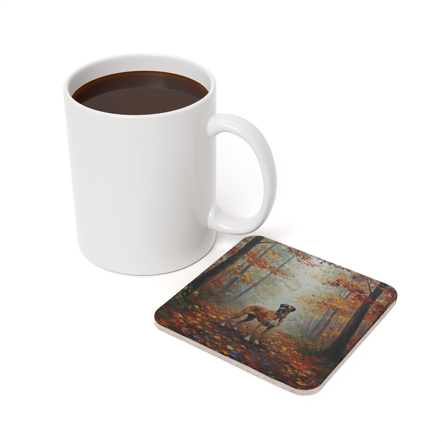 Acrylic Great Dane - Autumn Woods | Cork Back Coaster