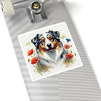 Australian Shepherd Watercolor Wildflower Field Kiss-Cut Stickers | Premium Dog Prints | Tritan — view 9 of 12