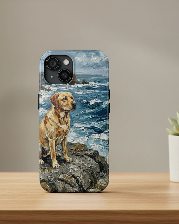 Labrador Retriever Acrylic Coastal Cliffside Phone Case | Premium Dog Art | Tritan