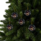 Pack of 5 Boxer Christmas ornaments on a Christmas tree