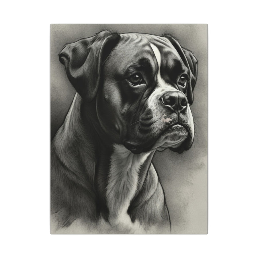 Boxer Charcoal Portrait Canvas Art | Dog Lover Gift, Pet Wall Decor, Boxer Mom Gift