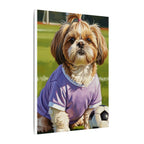 Shih Tzu Oil Painting Soccer Portrait Canvas Wall Art | Dog Lover Gift | Pet Decor | Sports Fan Art