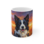 Border Collie Acrylic Ceramic Coffee Mug 11oz, Colorful Dog Art, Border Collie Lover Gift