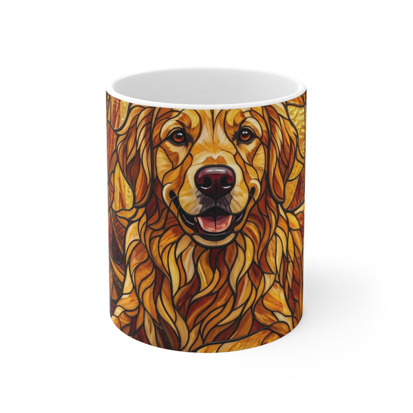 Golden Retriever Stained Glass Warm Jewel Ceramic Mug 11oz | Dog Lover Gift