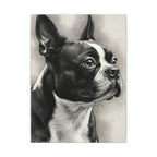 Boston Terrier Charcoal Portrait Canvas | Dog Lover Gift | Pet Memorial Wall Art | Modern Home Decor | Black & White Dog Painting Print