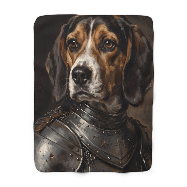 Beagle Medieval Knight Portrait Regal Throw Blanket | Premium Dog Art | Tritan