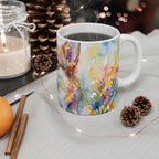 Corgi Watercolor Ceramic Coffee Mug 11oz, Soft Dog Painting, Corgi Lover Gift